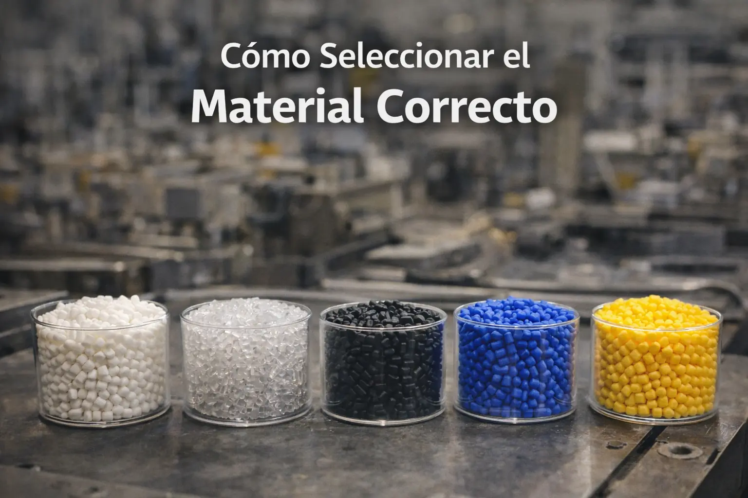 Pellets de plástico de diferentes colores y materiales