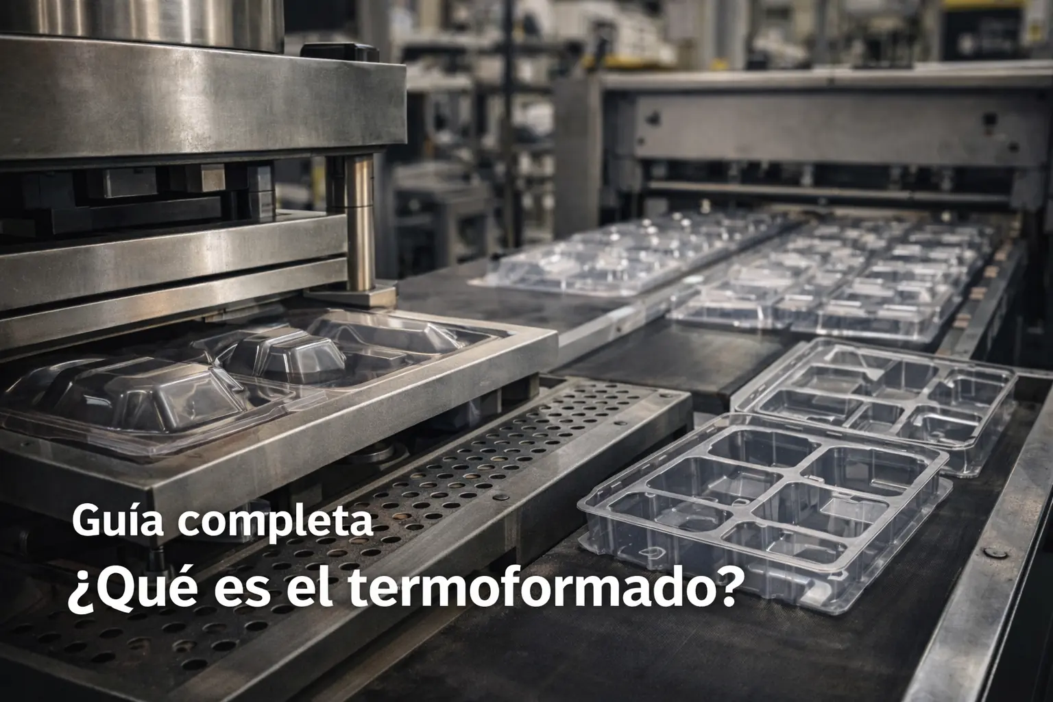Proceso de termoformado de plástico industrial